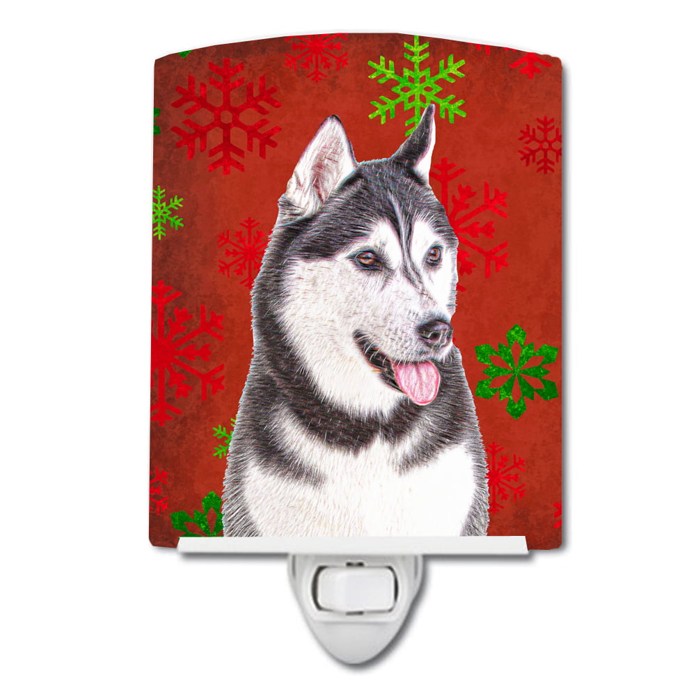 Red Snowflakes Holiday Christmas Alaskan Malamute Ceramic Night Light
