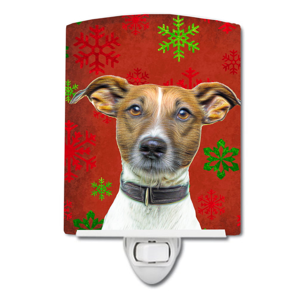 Red Snowflakes Holiday Christmas Jack Russell Terrier Ceramic Night Light
