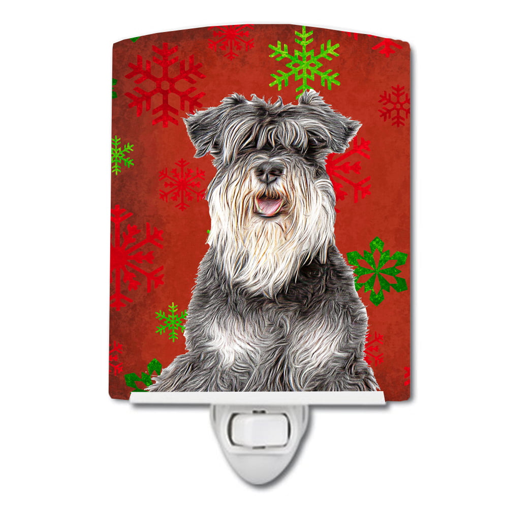Red Snowflakes Holiday Christmas Schnauzer Ceramic Night Light