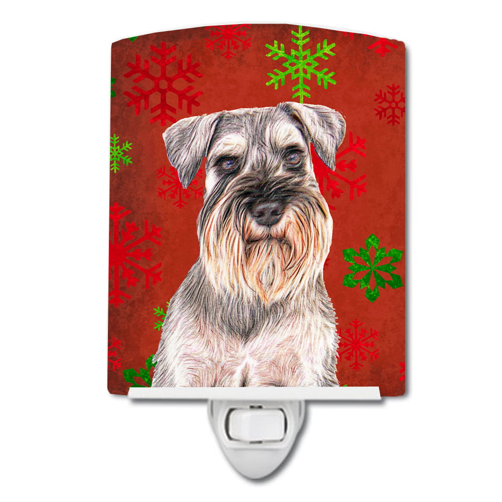 Red Snowflakes Holiday Christmas Schnauzer Ceramic Night Light