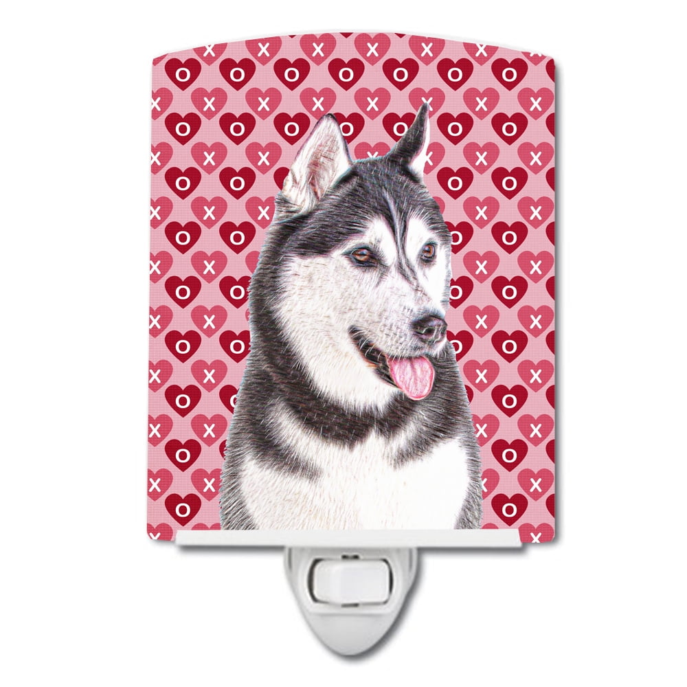 Hearts Love & Valentines Day Alaskan Malamute Ceramic Night Light