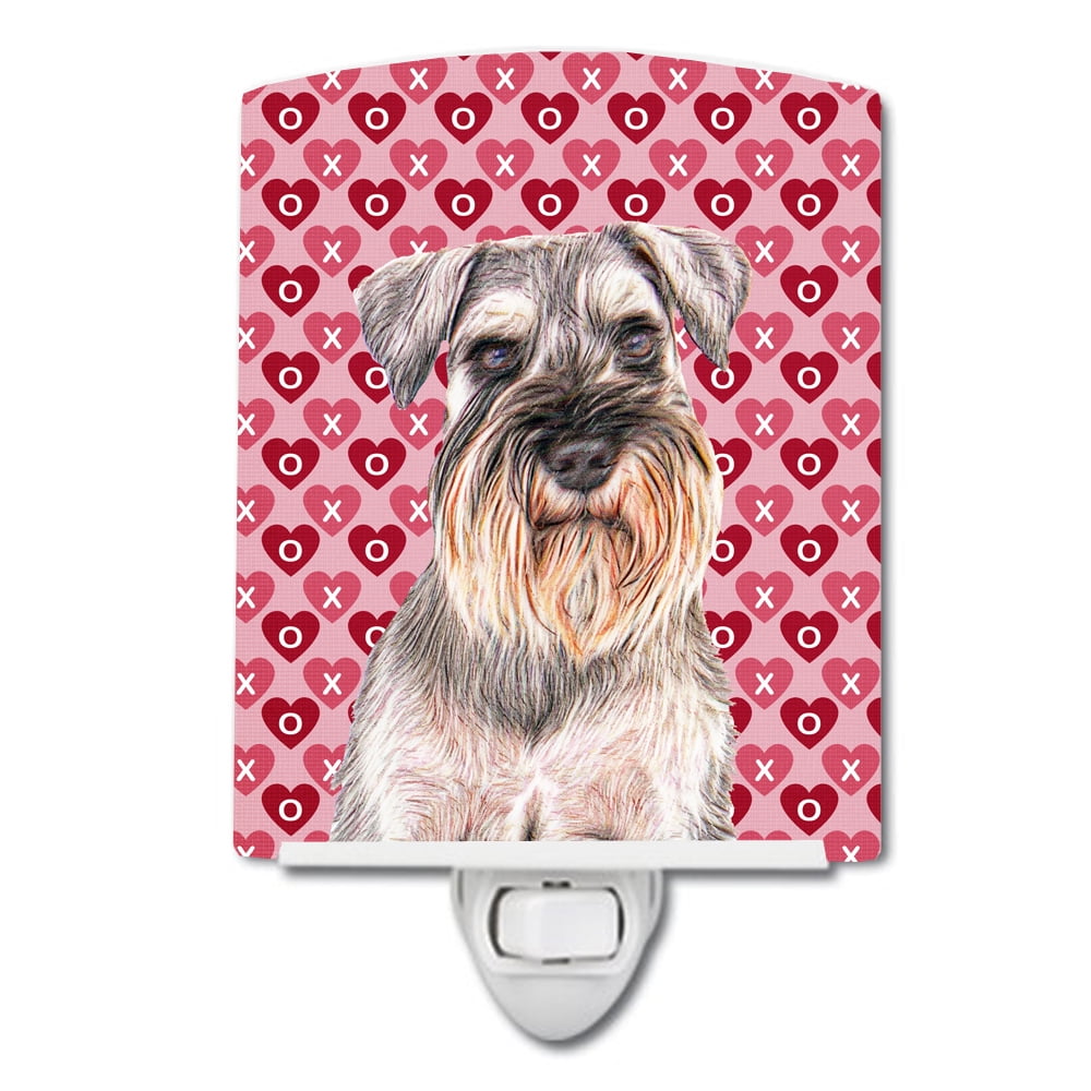 Hearts Love & Valentines Day Schnauzer Ceramic Night Light
