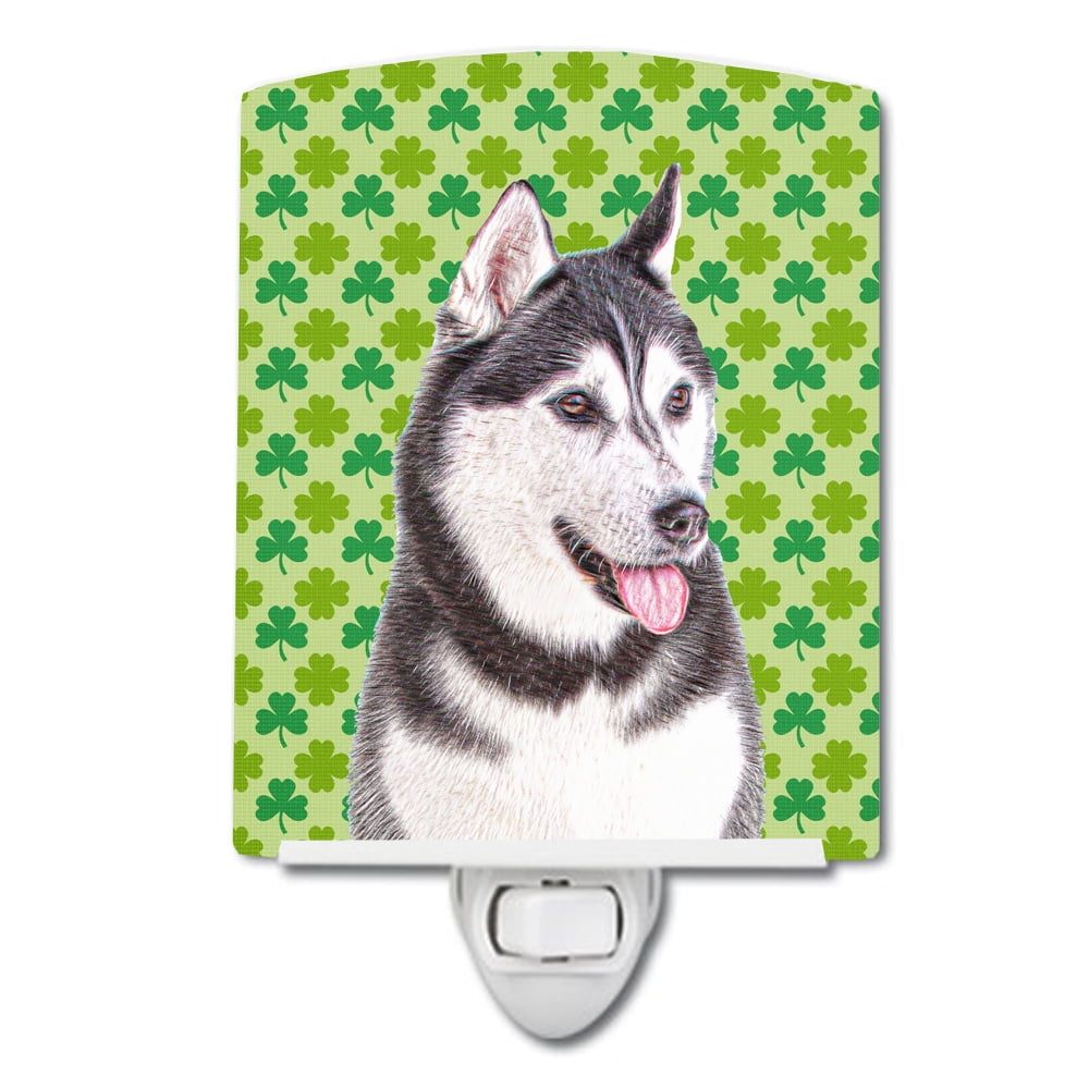 St. Patricks Day Shamrock Alaskan Malamute Ceramic Night Light