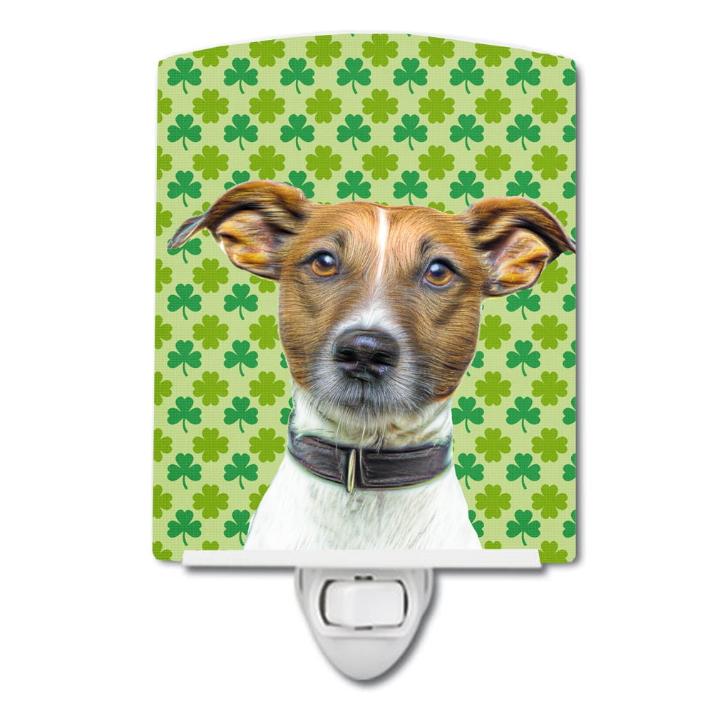 St. Patricks Day Shamrock Jack Russell Terrier Ceramic Night Light