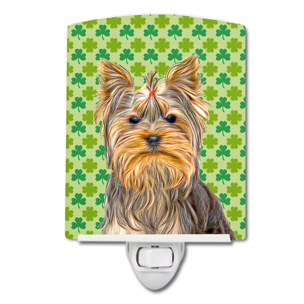 St. Patricks Day Shamrock Yorkie & Yorkshire Terrier Ceramic Night Light