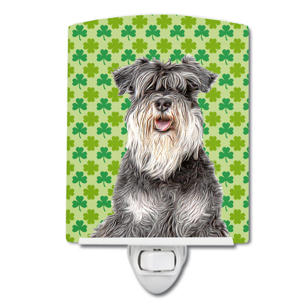 St. Patricks Day Shamrock Schnauzer Ceramic Night Light