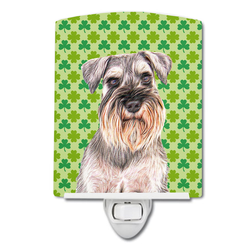 St. Patricks Day Shamrock Schnauzer Ceramic Night Light