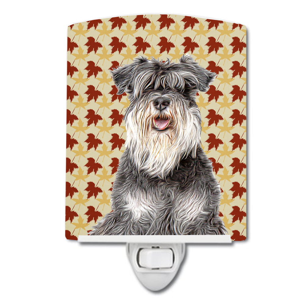 KJ1206CNL Fall Leaves Schnauzer Ceramic Night Light