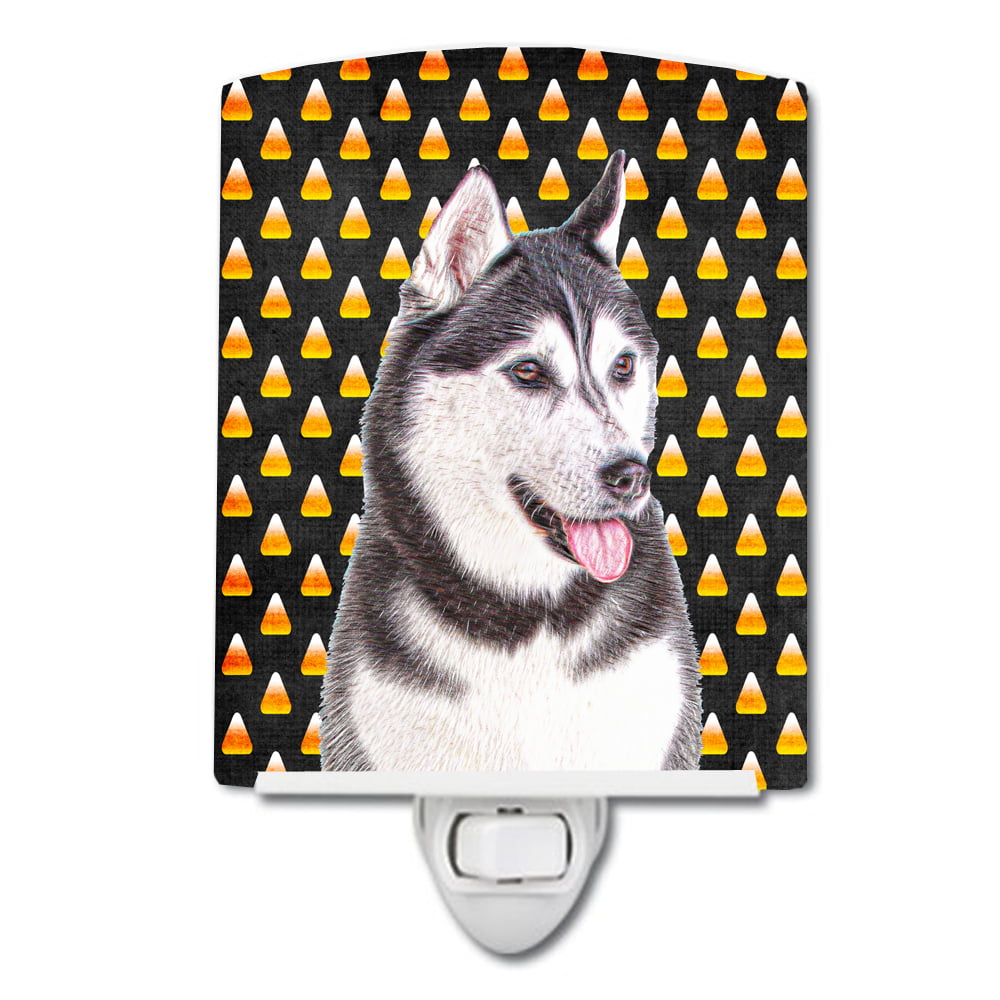 Candy Corn Halloween Alaskan Malamute Ceramic Night Light