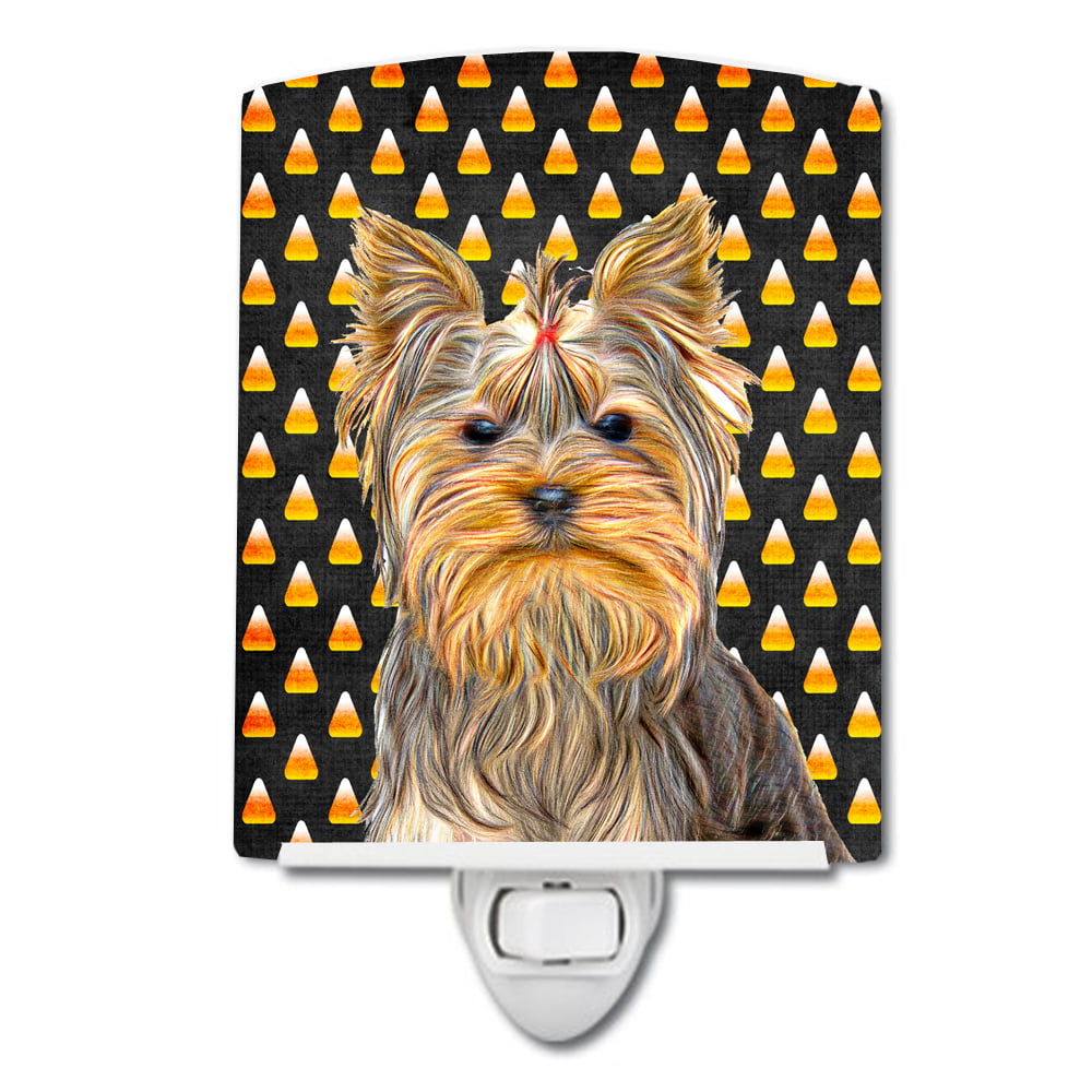 Candy Corn Halloween Yorkie & Yorkshire Terrier Ceramic Night Light
