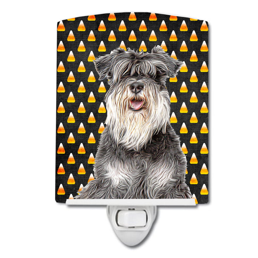 KJ1213CNL Candy Corn Halloween Schnauzer Ceramic Night Light