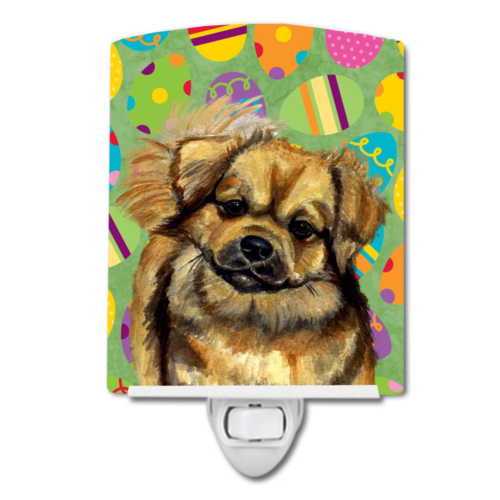 LH9439CNL Tibetan Spaniel Easter Eggtravaganza Ceramic Night Light