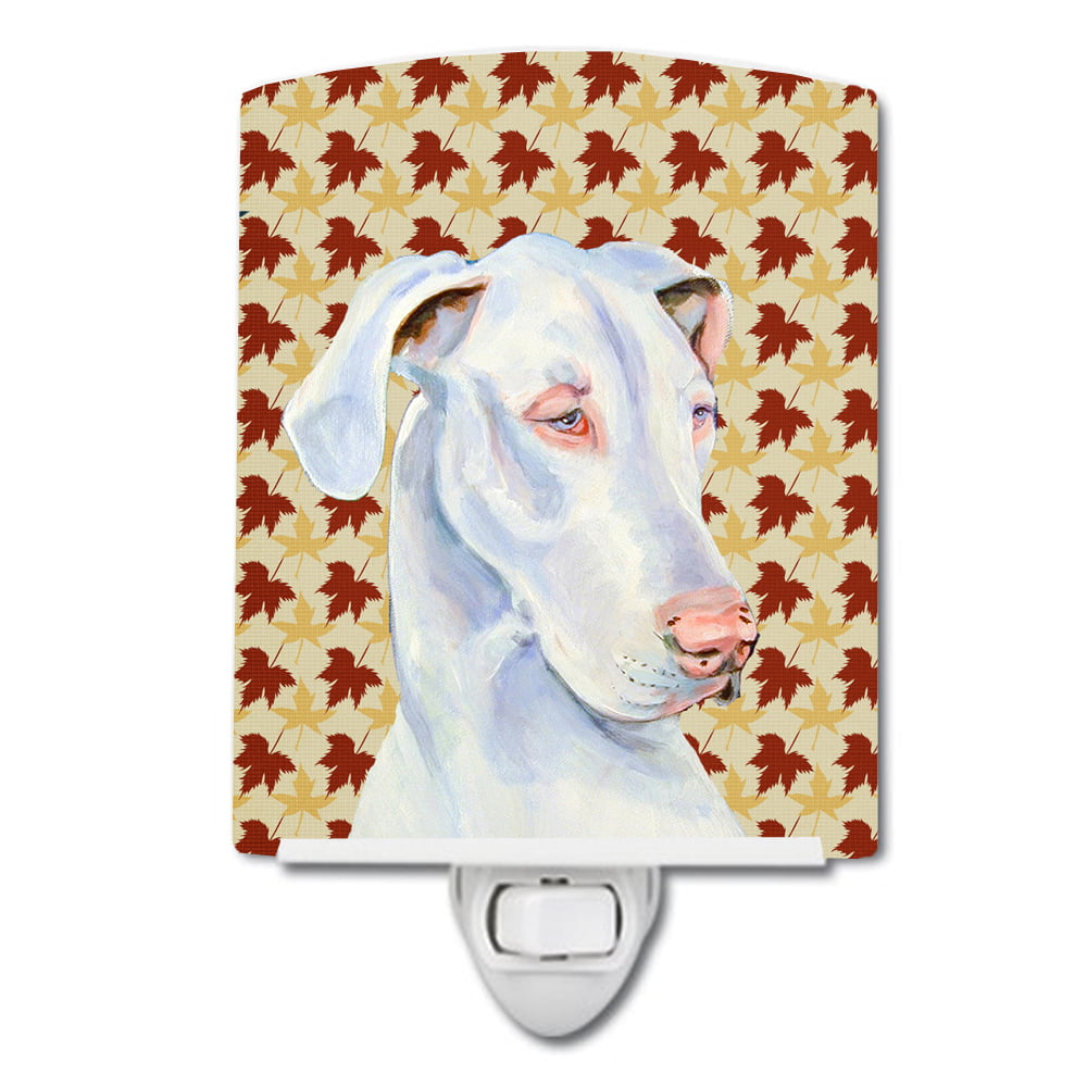 Great Dane Fall Leaves Portrait Ceramic Night Light