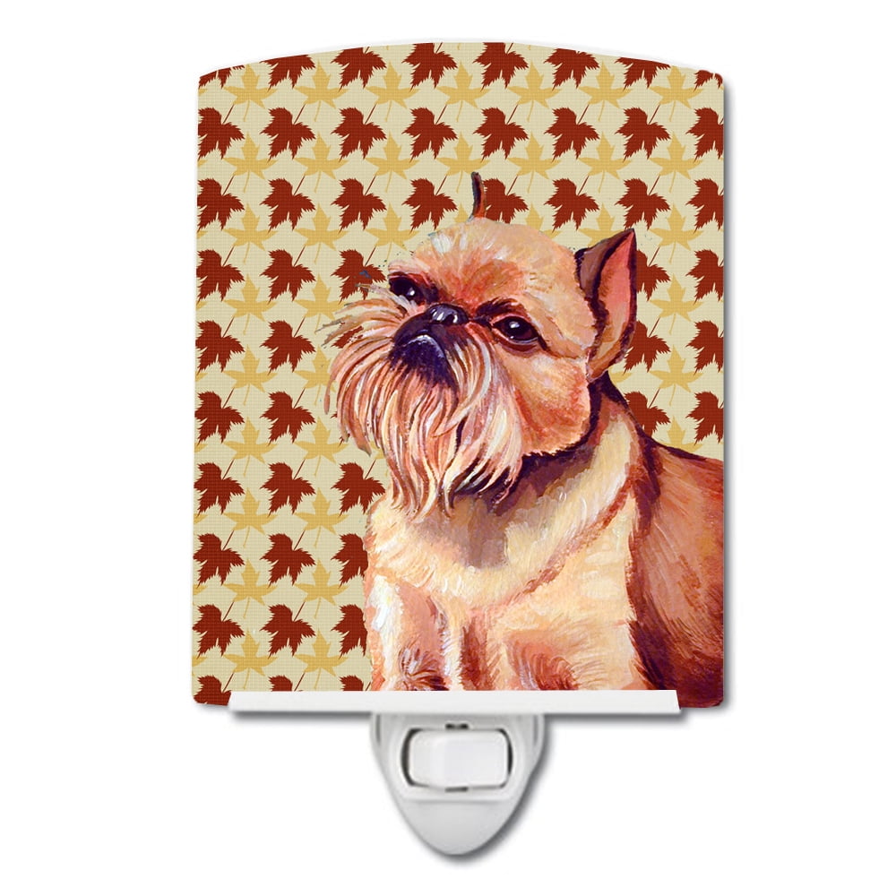 Brussels Griffon Fall Leaves Portrait Ceramic Night Light