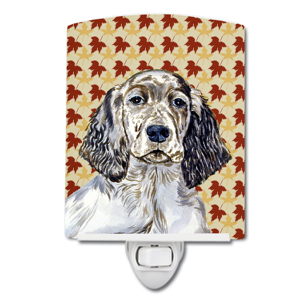 English Setter Fall Leaves Portrait Ceramic Night Light