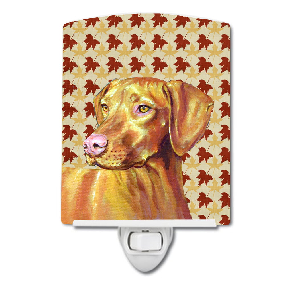 Vizsla Fall Leaves Portrait Ceramic Night Light