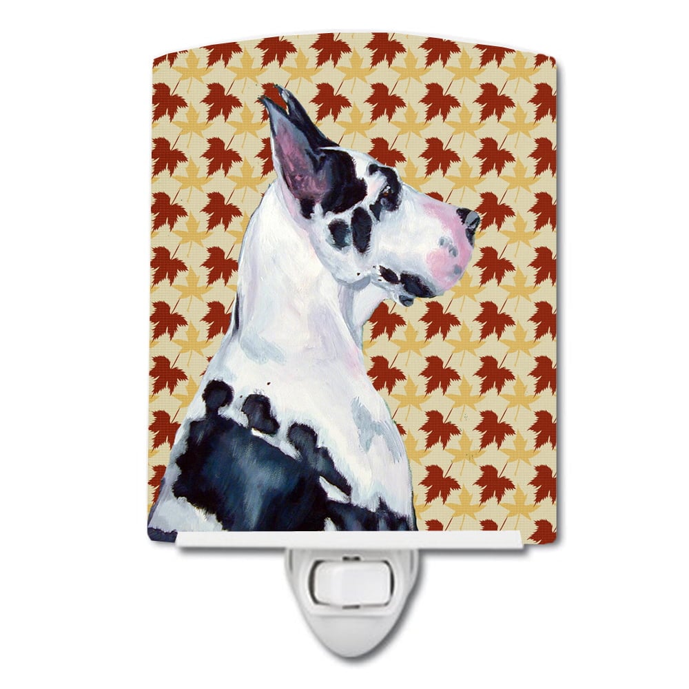 Great Dane Fall Leaves Portrait Ceramic Night Light