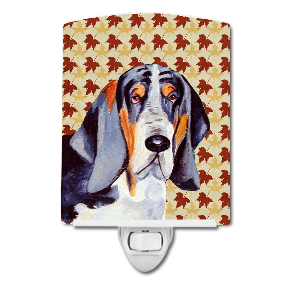 Basset Hound Fall Leaves Portrait Ceramic Night Light