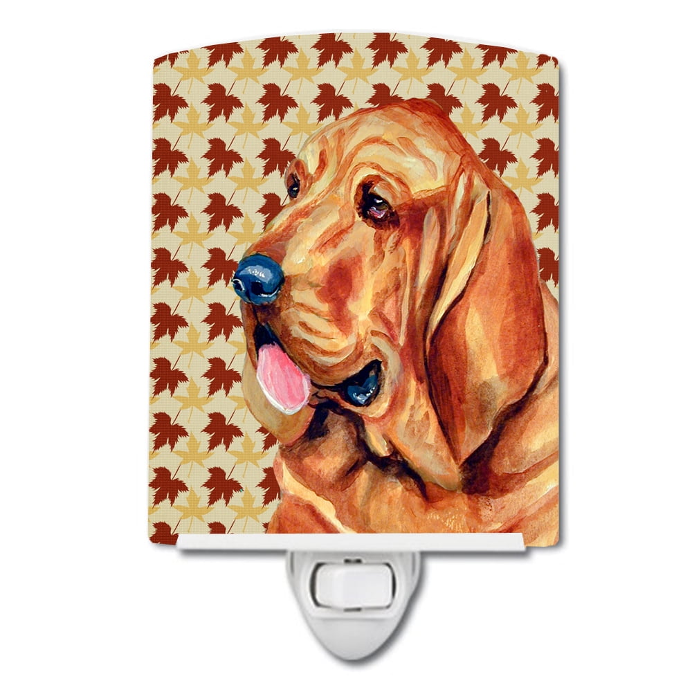 Bloodhound Fall Leaves Portrait Ceramic Night Light