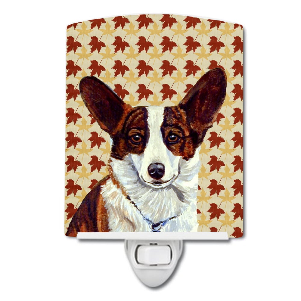 Corgi Fall Leaves Portrait Ceramic Night Light