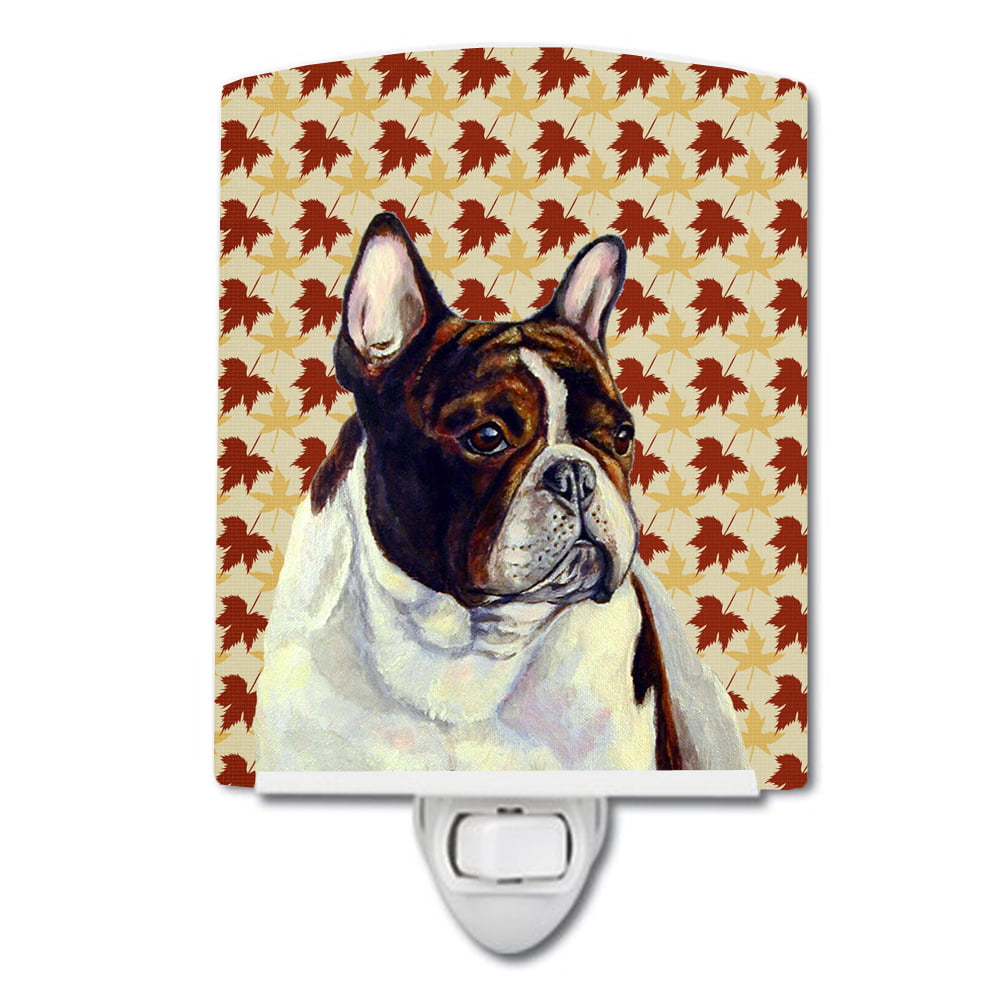 French Bulldog Fall Leaves Portrait Ceramic Night Light