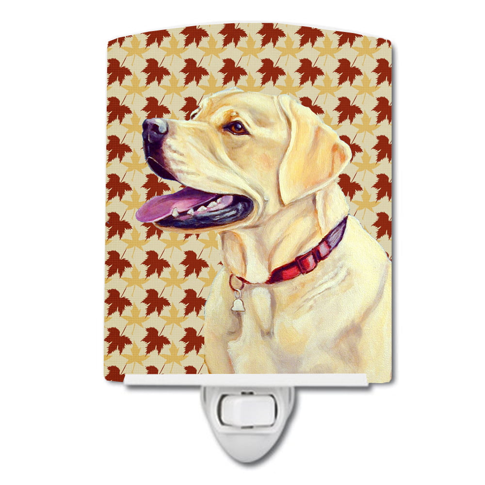 LH9113CNL Labrador Fall Leaves Portrait Ceramic Night Light