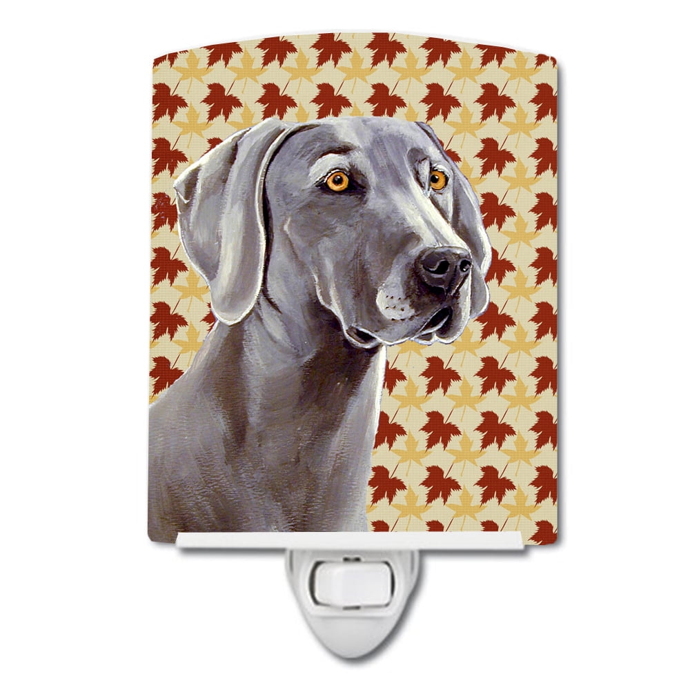 Weimaraner Fall Leaves Portrait Ceramic Night Light