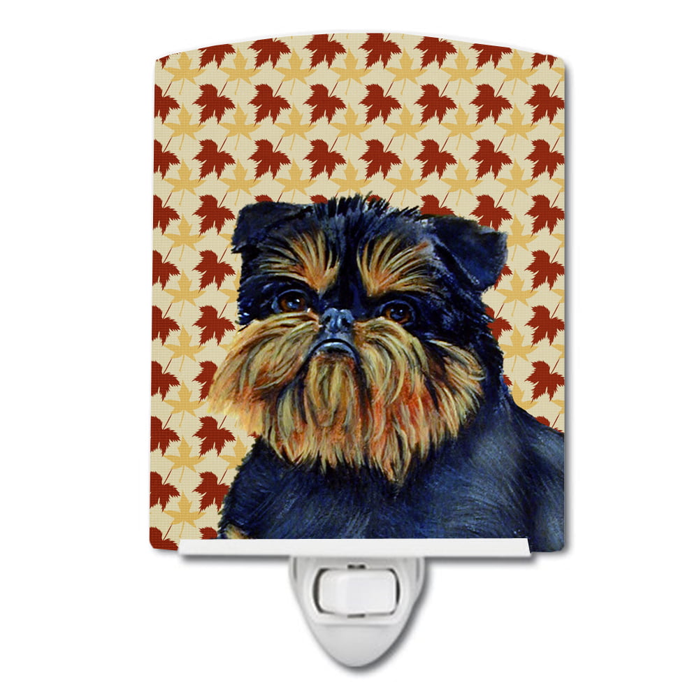 Brussels Griffon Fall Leaves Portrait Ceramic Night Light