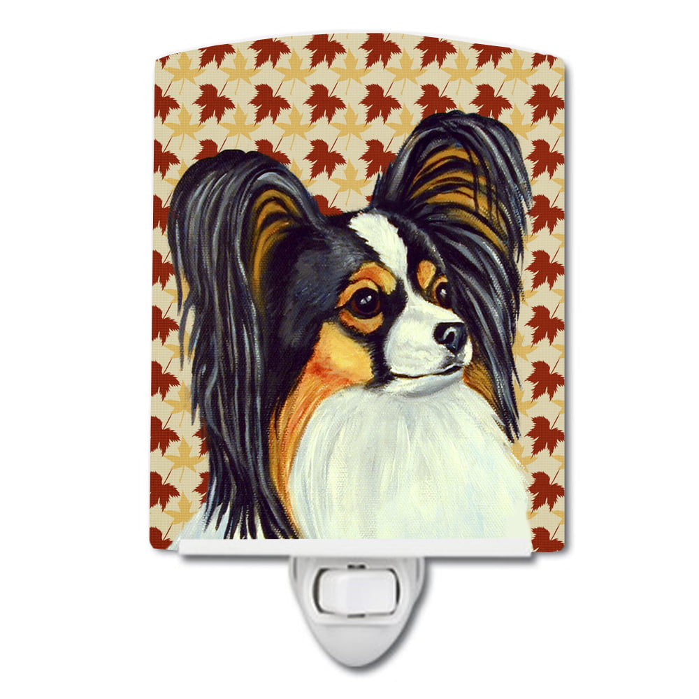 Papillon Fall Leaves Portrait Ceramic Night Light