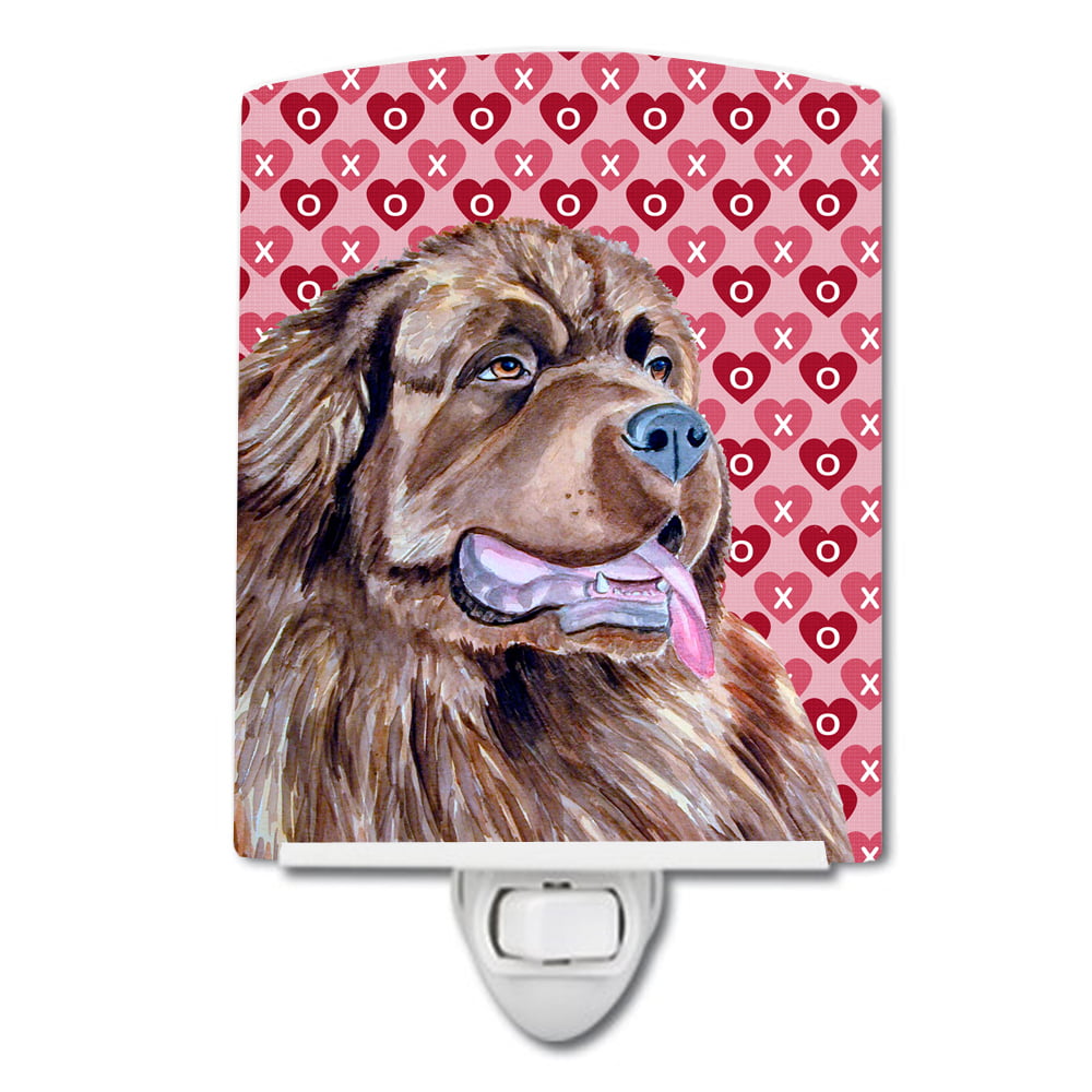 Newfoundland Hearts Love & Valentines Day Portrait Ceramic Night Light