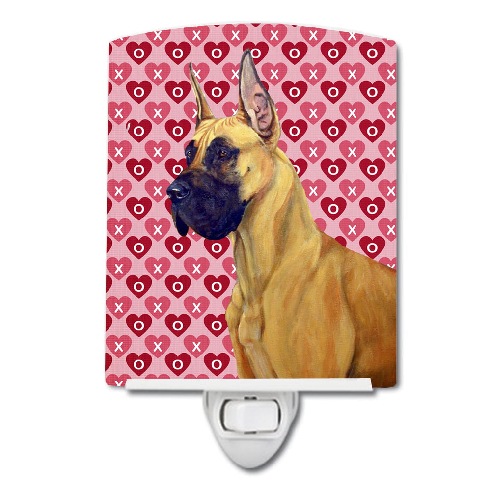 Great Dane Hearts Love & Valentines Day Portrait Ceramic Night Light