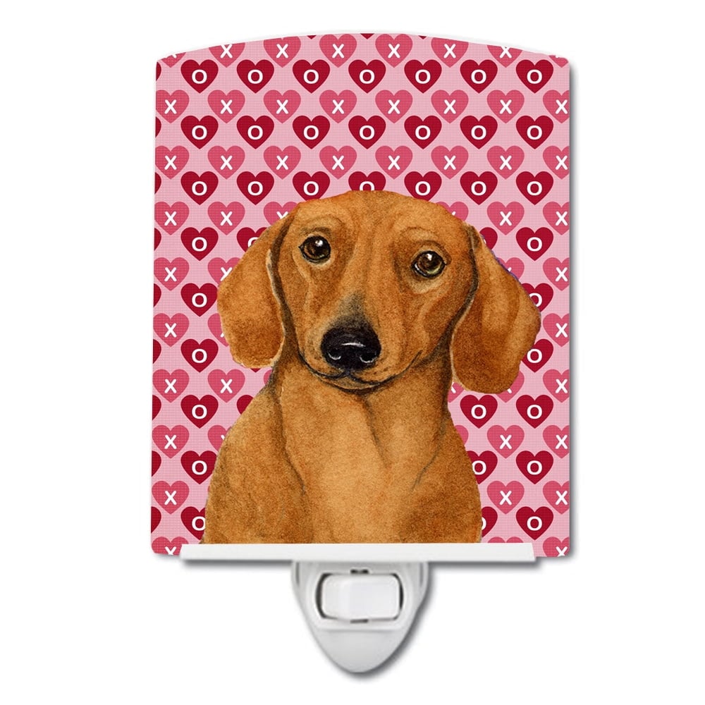 Dachshund Hearts Love & Valentines Day Portrait Ceramic Night Light