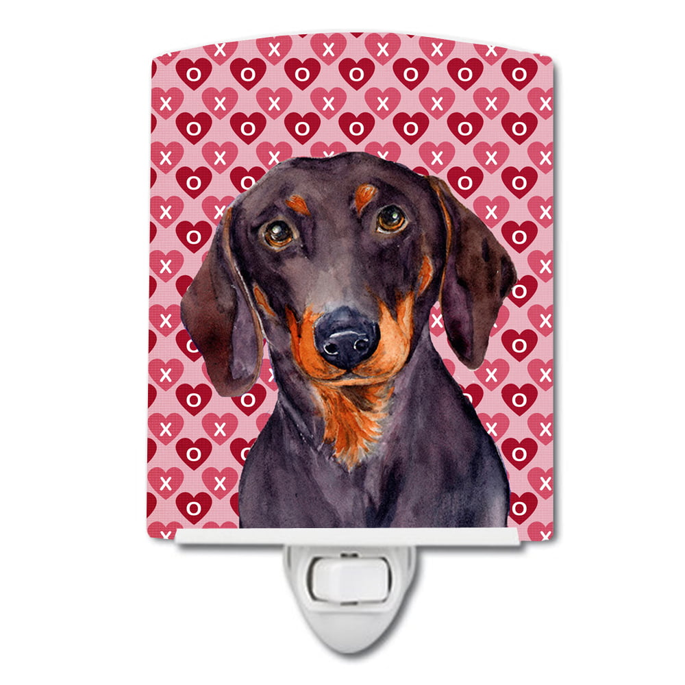 Dachshund Hearts Love & Valentines Day Portrait Ceramic Night Light