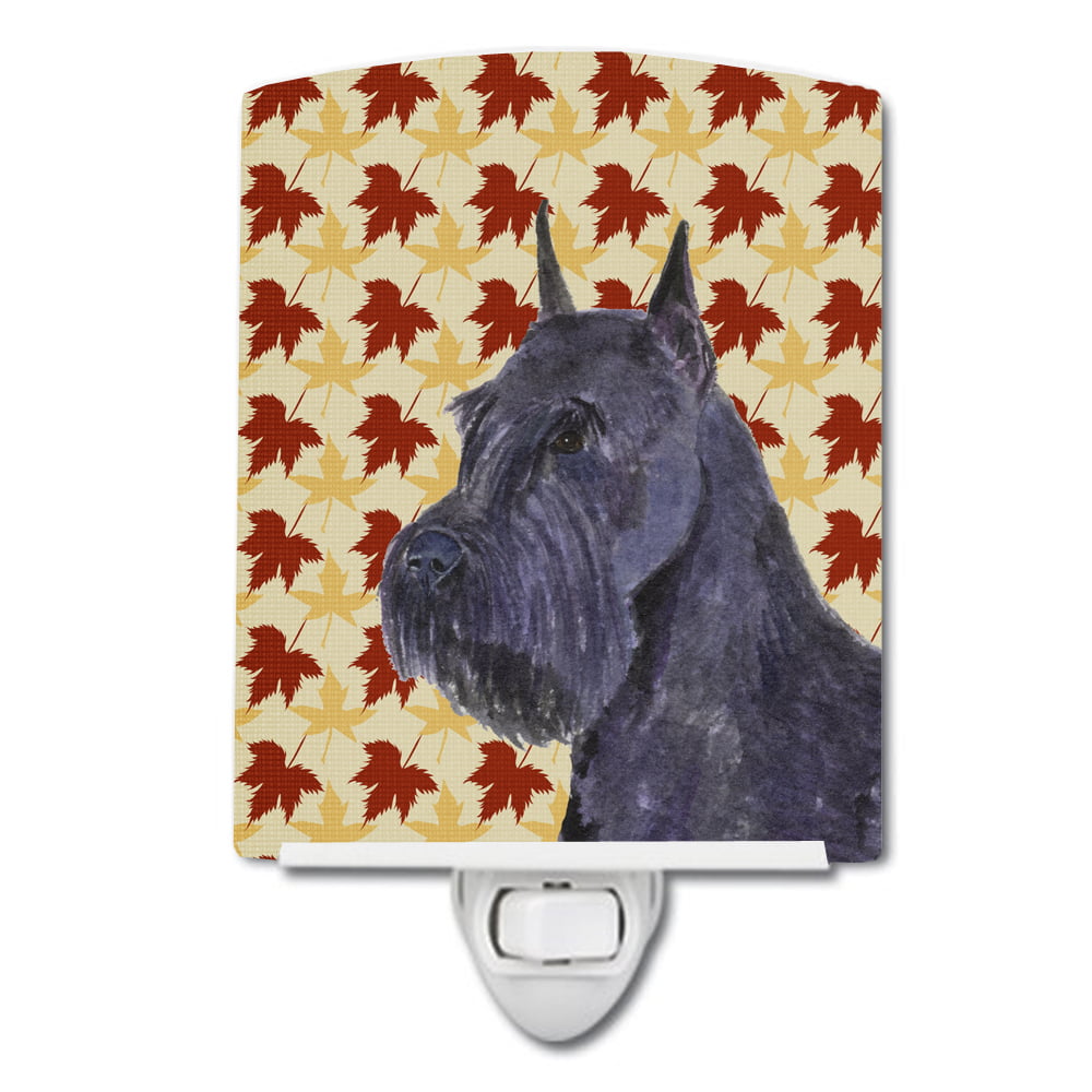 Schnauzer Giant Fall Leaves Portrait Ceramic Night Light