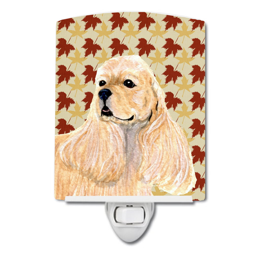 SS4334CNL Cocker Spaniel Fall Leaves Portrait Ceramic Night Light