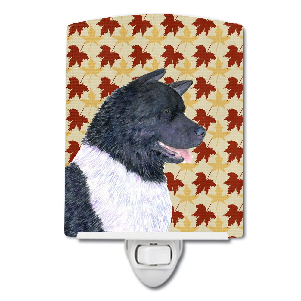Akita Fall Leaves Portrait Ceramic Night Light