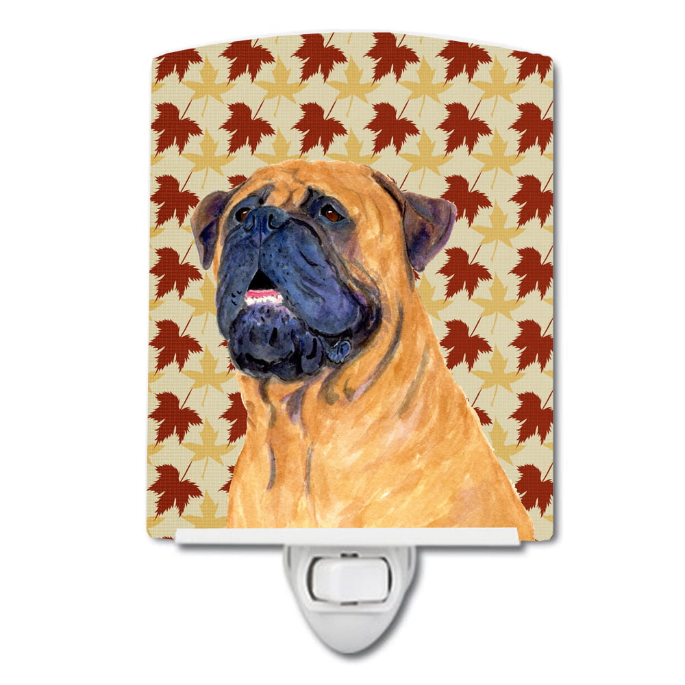Mastiff Fall Leaves Portrait Ceramic Night Light