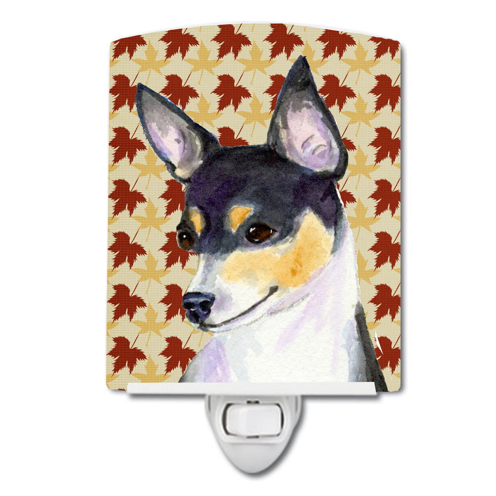 Chihuahua Fall Leaves Portrait Ceramic Night Light