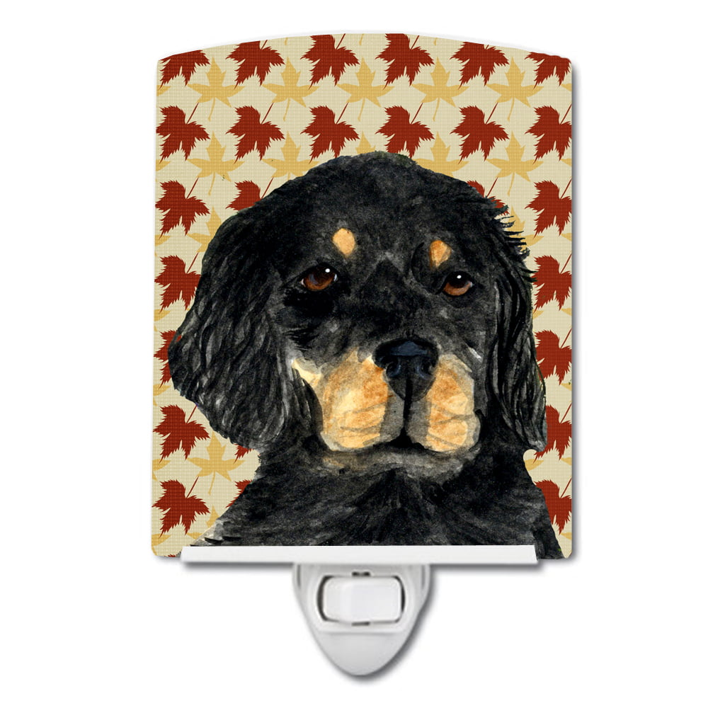 Gordon Setter Fall Leaves Portrait Ceramic Night Light