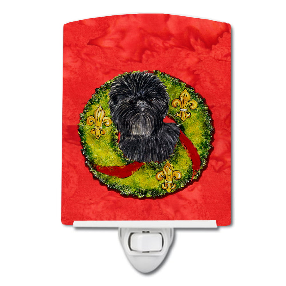 Affenpinscher Cristmas Wreath Ceramic Night Light