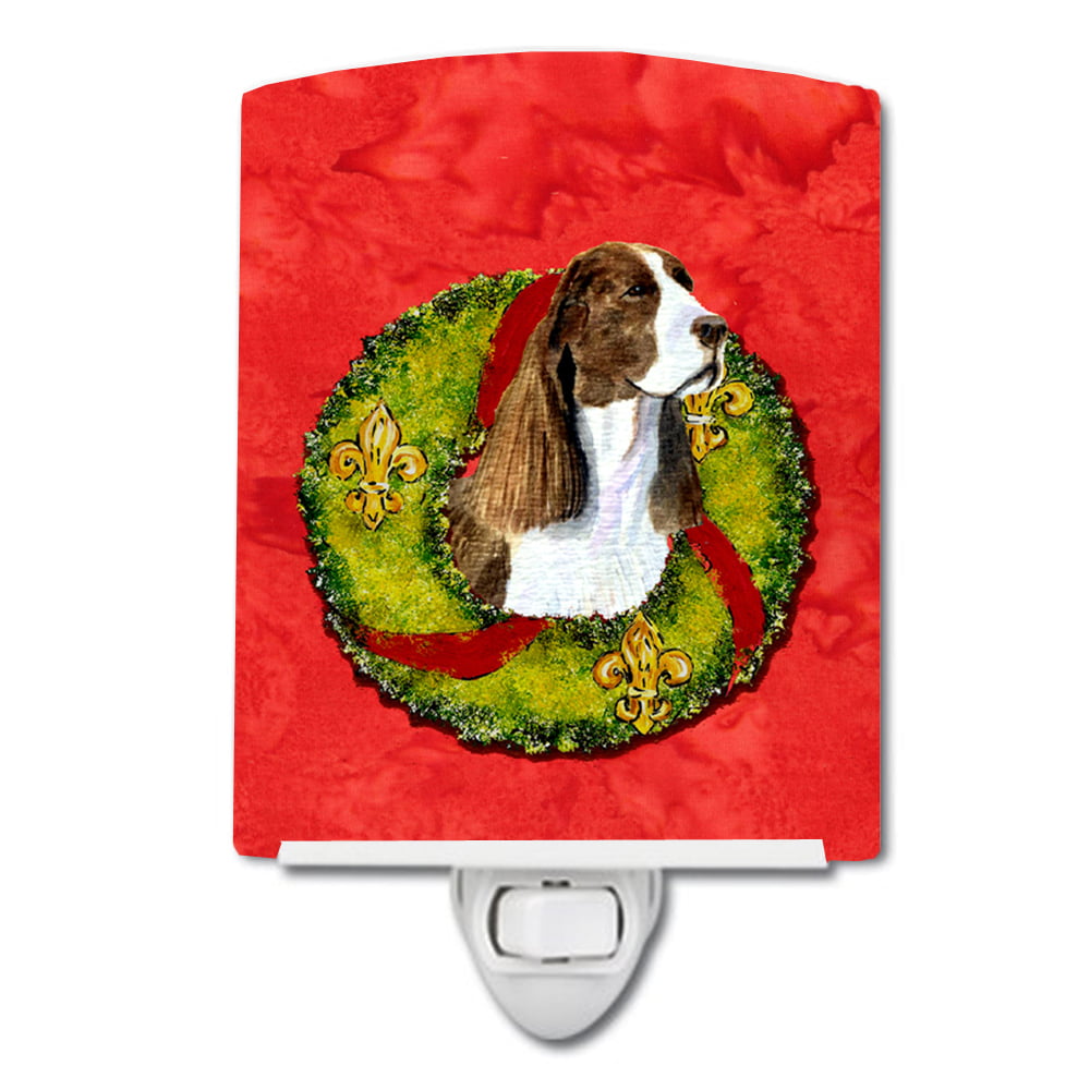 SS4200CNL Springer Spaniel Cristmas Wreath Ceramic Night Light