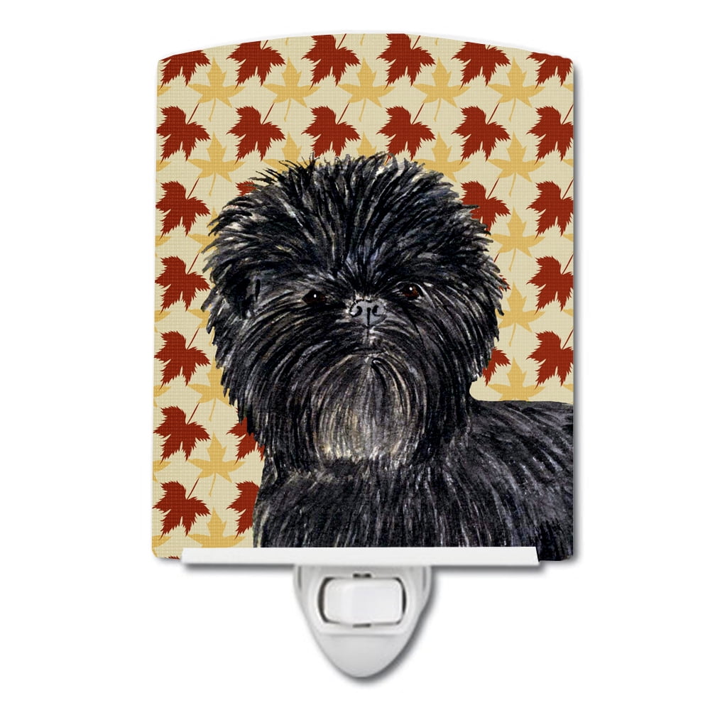 Affenpinscher Fall Leaves Portrait Ceramic Night Light
