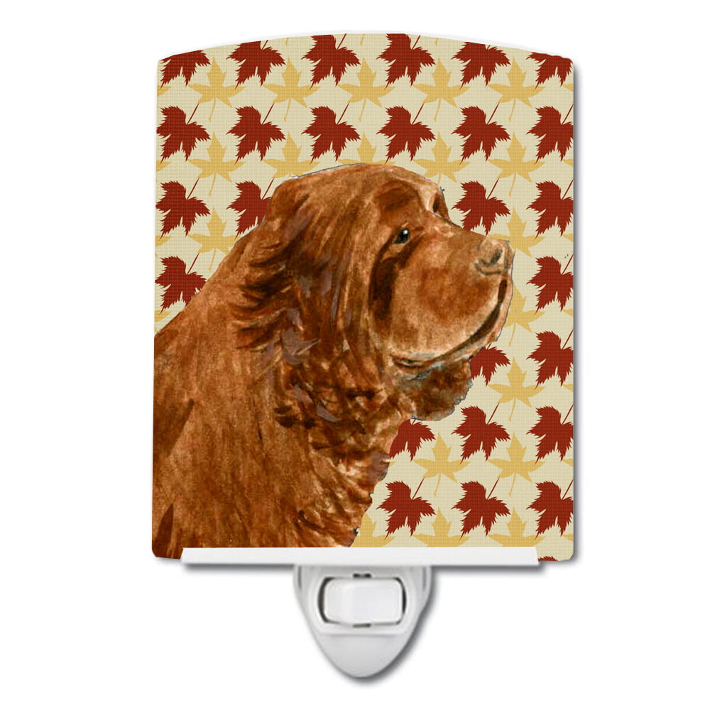 Sussex Spaniel Fall Leaves Portrait Ceramic Night Light