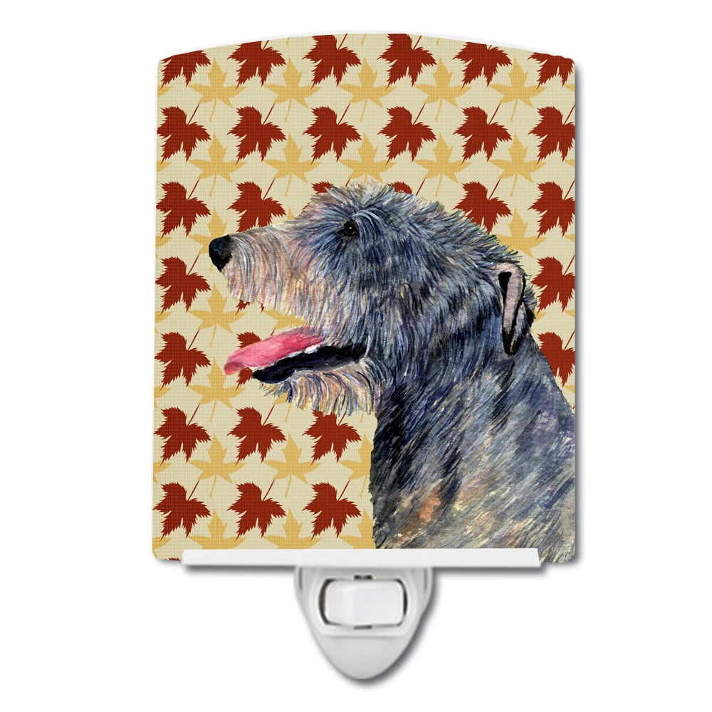 Irish Wolfhound Fall Leaves Portrait Ceramic Night Light