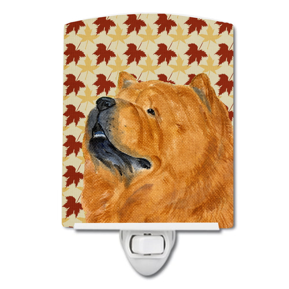 Chow Chow Fall Leaves Portrait Ceramic Night Light