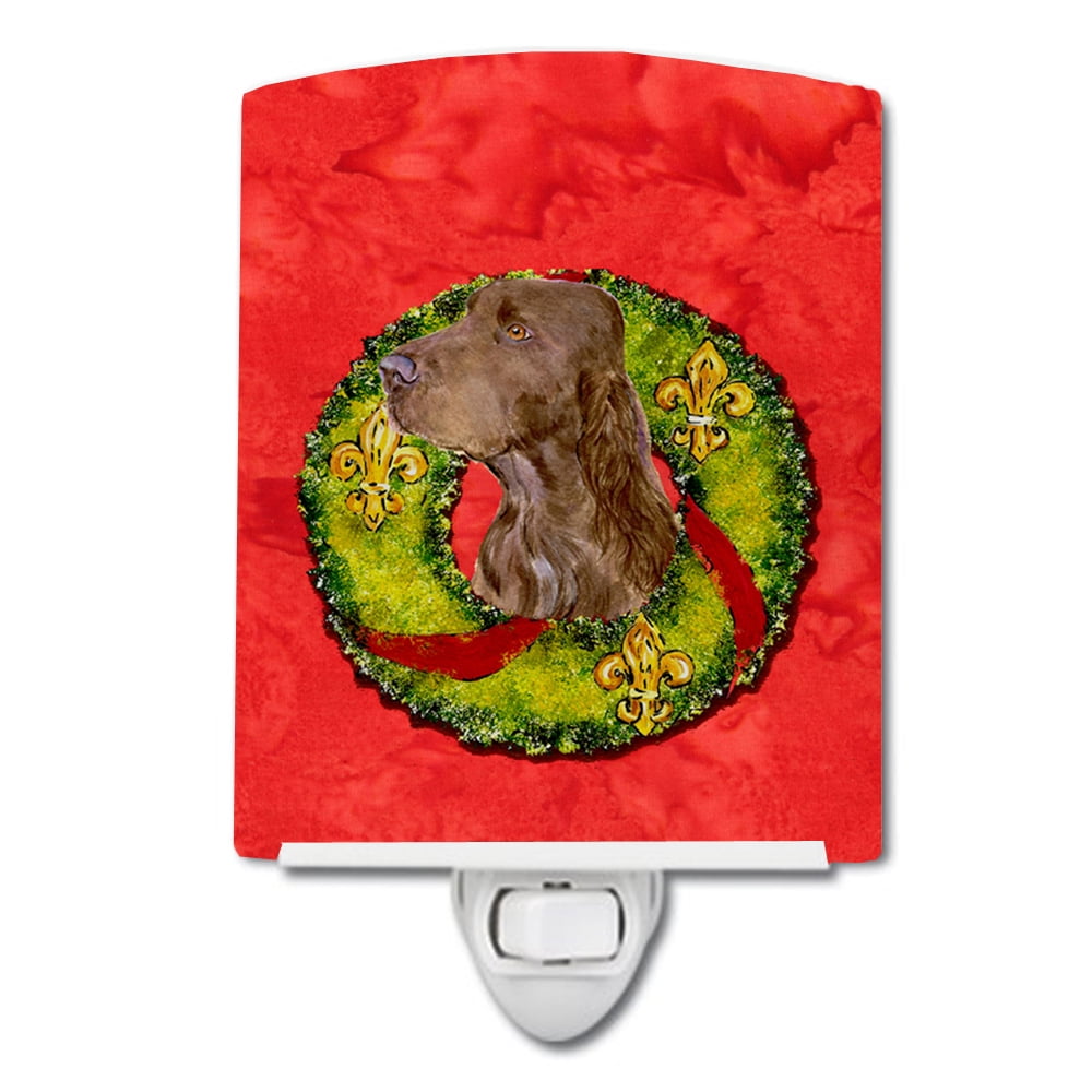 Field Spaniel Cristmas Wreath Ceramic Night Light