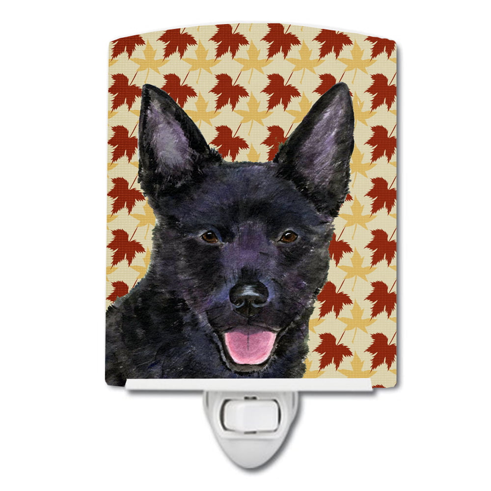 Australian Kelpie Fall Leaves Portrait Ceramic Night Light