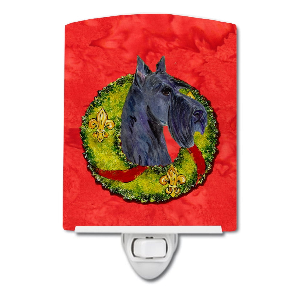 Scottish Terrier Cristmas Wreath Ceramic Night Light