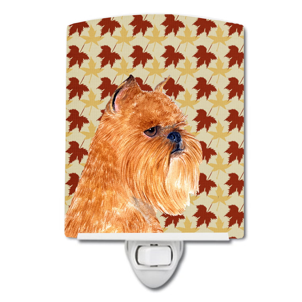 Brussels Griffon Fall Leaves Portrait Ceramic Night Light