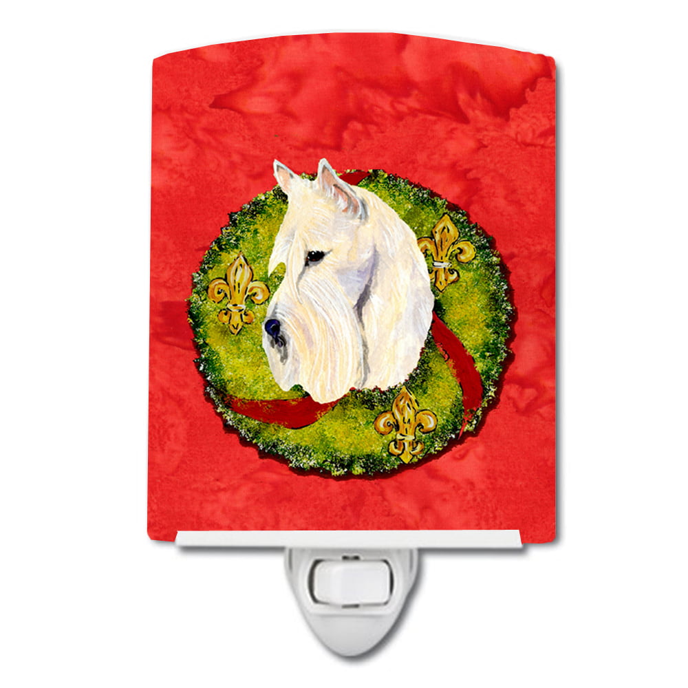 Curly Coated Retriever Cristmas Wreath Ceramic Night Light